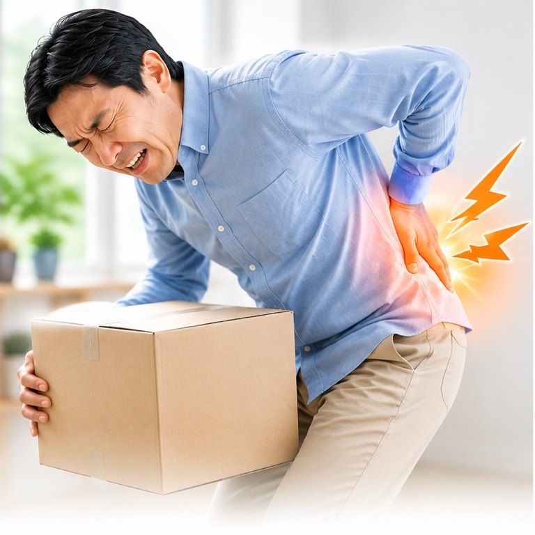 ぎっくり腰で急に腰を痛めた男性のイメージ